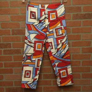 Vintage Women's Colorful Stretch Capri Pants Multicolor Size 2 Geo psychedelic